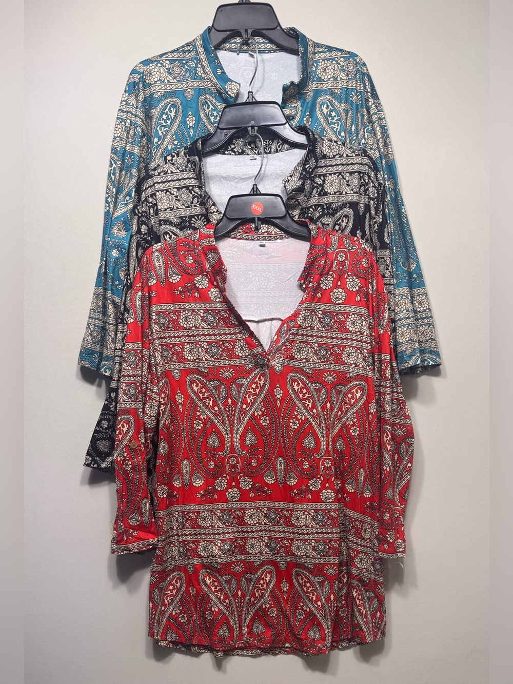 Set of 3  
Chama Plus Size Tunic Tops 3/4 Roll Sleeve Notch V Neck
Blouses